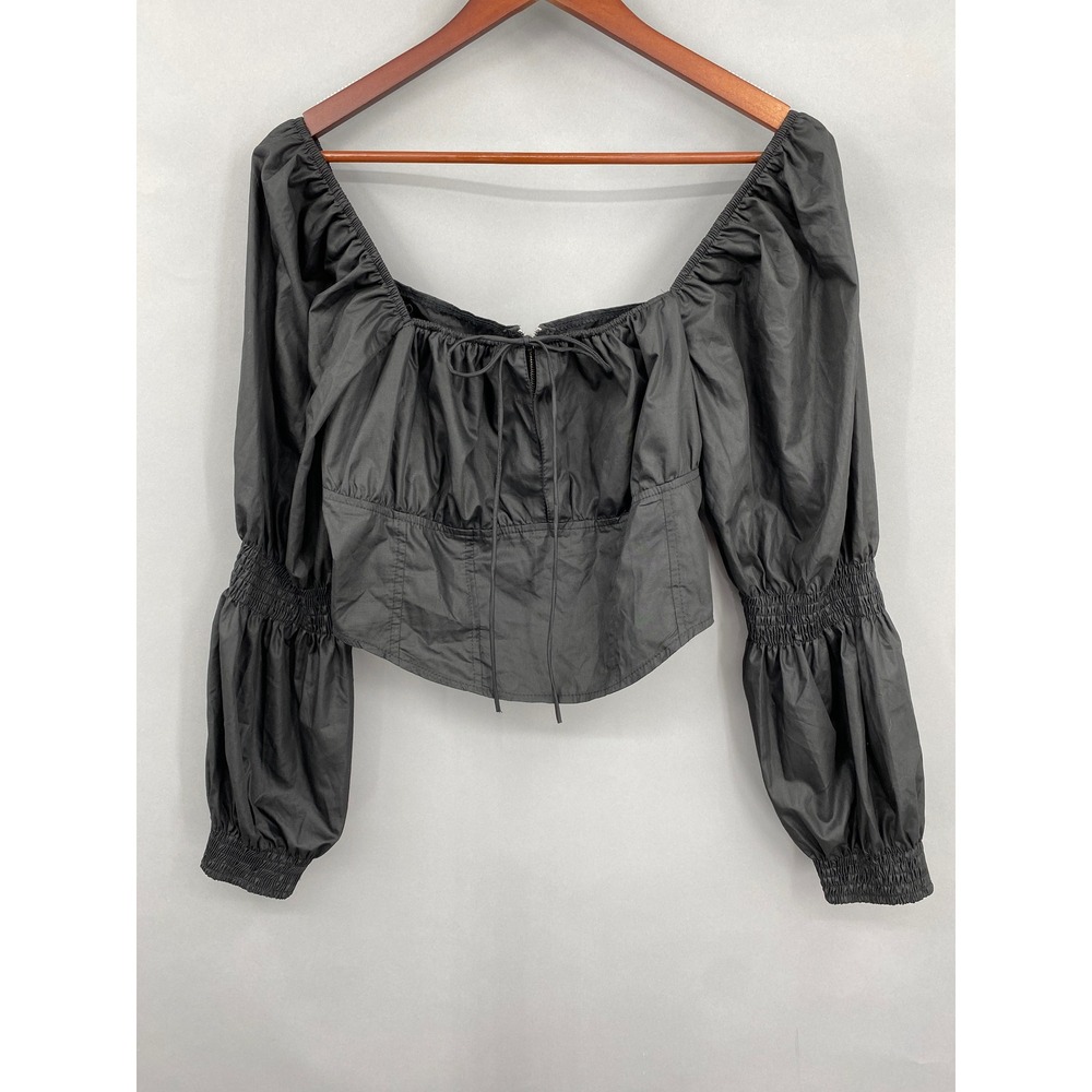 Missguided Plus‎ Sleeve Milkmaid Corset Top Black Womens US 18 Whimsigoth Goth